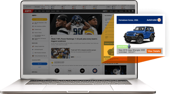 Advanced Ads new car display ad from Autotrader shown on espn.com