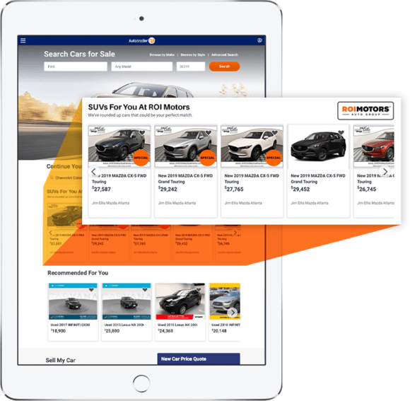 eLot display ad on Autotrader homepage