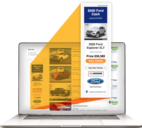 Skyscraper display ad shown on the left-hand side of the Autotrader search results page